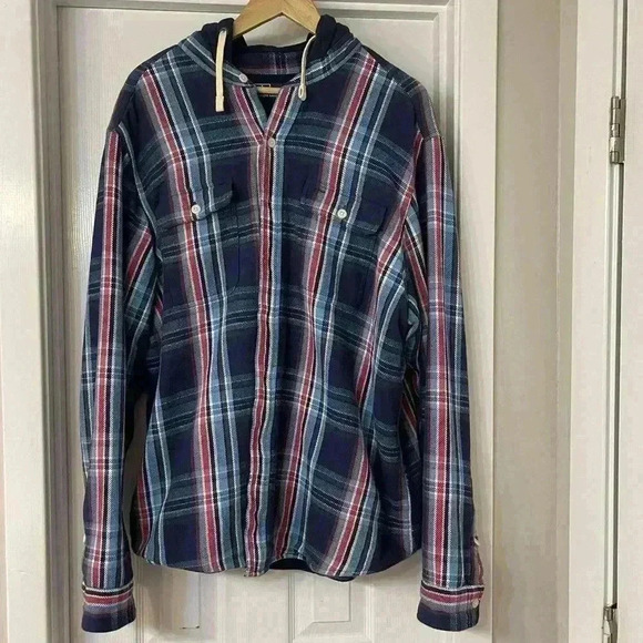 Vintage Polo Ralph Lauren Hooded Flannel Shirt PRL Outfitters Plaid XXL Thermal - Picture 1 of 8